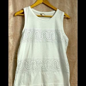 J Crew Sleeveless Blouse With Lace Detail